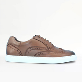 Shop Pegasus Leather Wide Fit Brogue Trainer - MJ072